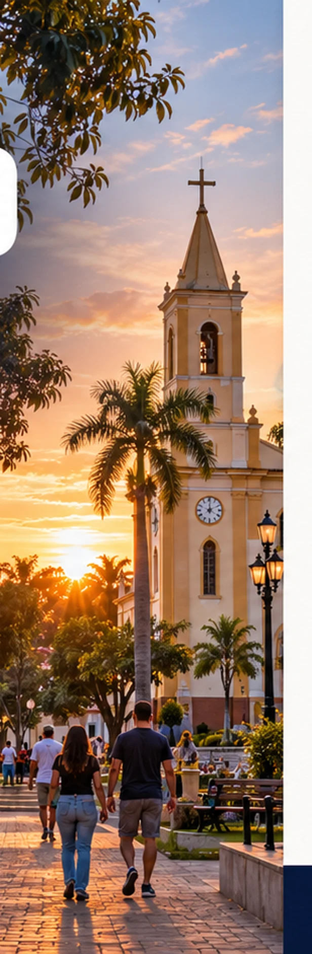 Praça central de Adolfo ao pôr do sol